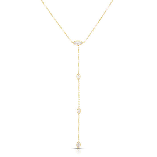 Marquise Cut Diamond Drop Necklace 14k Yellow Gold | Love and Light Collection