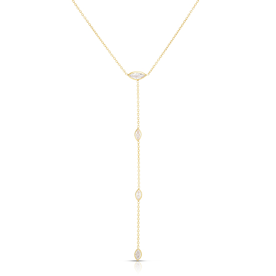 Marquise Cut Diamond Drop Necklace 14k Yellow Gold | Love and Light Collection