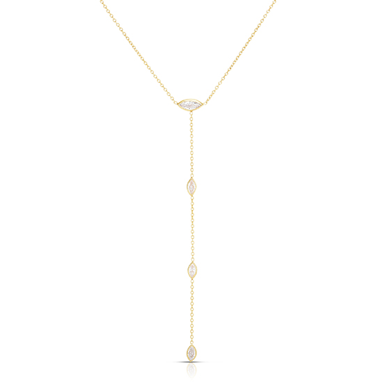 Marquise Cut Diamond Drop Necklace 14k Yellow Gold | Love and Light ...