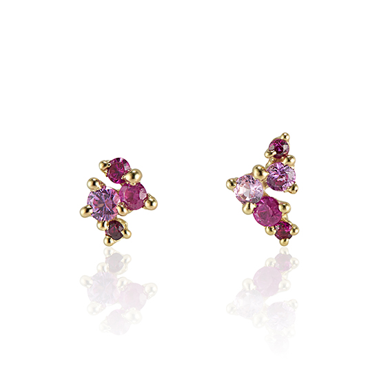 Rebel-Set Pink Sapphire Earrings