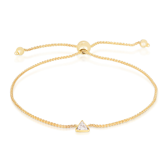Trillion Cut Diamond Bezel Set Bolo Bracelet 14k Yellow Gold | Love and Light Collection