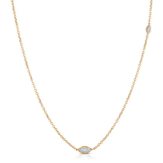Marquise Cut Diamond Two Stone Necklace 14K Rose Gold | Love and Light Collection