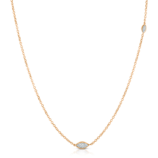 Marquise Cut Diamond Two Stone Necklace 14K Rose Gold | Love and Light Collection
