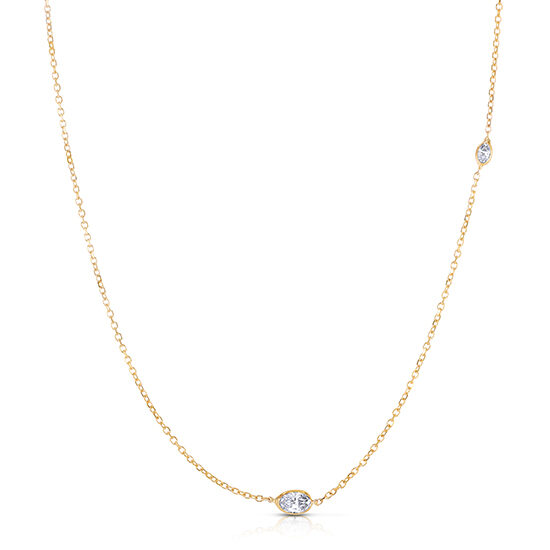 Oval Cut Diamond Two Stone Necklace 14K Yellow Gold | Love and Light Collection