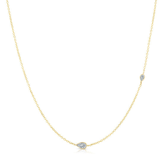 Pear Shape Diamond Two Stone Necklace 14K Yellow Gold | Love and Light Collection
