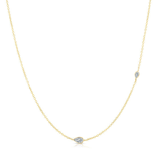 Pear Shape Diamond Two Stone Necklace 14K Yellow Gold | Love and Light Collection