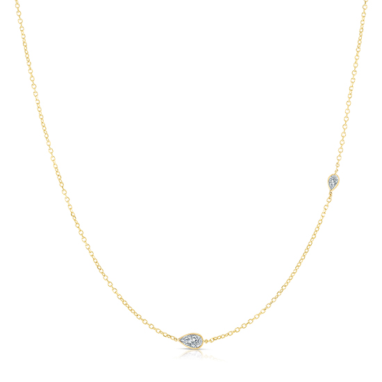 Pear Shape Diamond Two Stone Necklace 14K Yellow Gold | Love and Light Collection