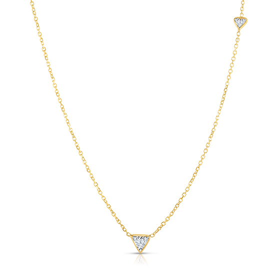 Trillion Cut Diamond Two Stone Necklace 14K Yellow Gold | Love and Light Collection