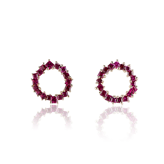 Ruby In The Round Earrings