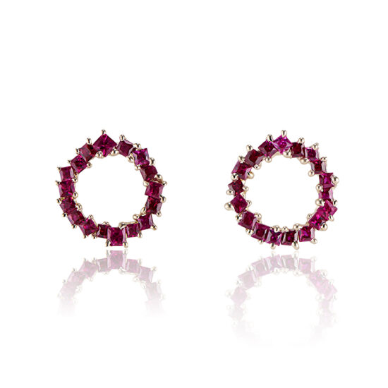 Ruby In The Round Earrings