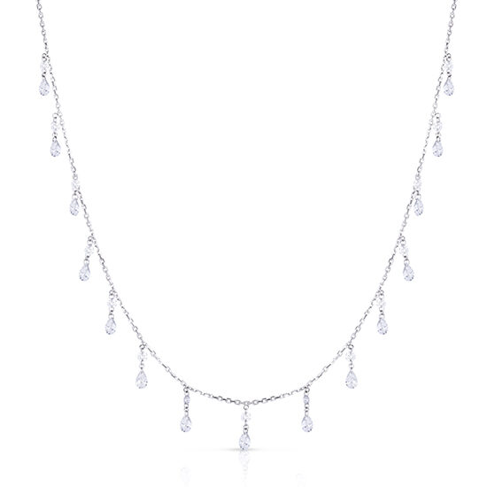 Pear and Round Shaped Diamond Threaded Necklace