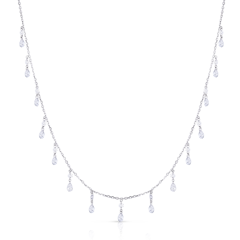 Pear and Round Shaped Diamond Threaded Necklace Pear and Round Shaped Diamond Threaded Necklace