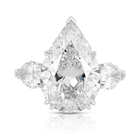 Three Stone Pear Cut Diamond Engagement Ring With Pear Cut side stones | Marisa Perry by Douglas Elliott