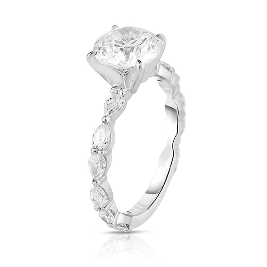 The Round Brilliant Robin Setting with Pear Shaped Diamonds | Marisa Perry by Douglas Elliott