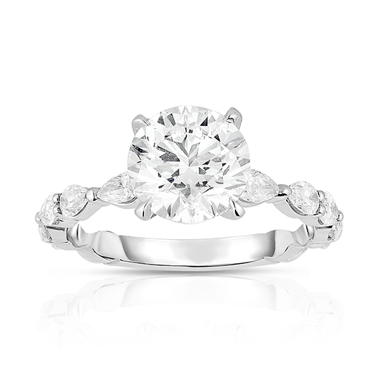The Round Brilliant Robin Setting with Pear Shaped Diamonds | Marisa Perry by Douglas Elliott