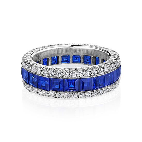 Diamond and Sapphire Eternity Brin Band