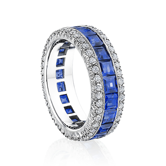 Diamond and Sapphire Eternity Brin Band