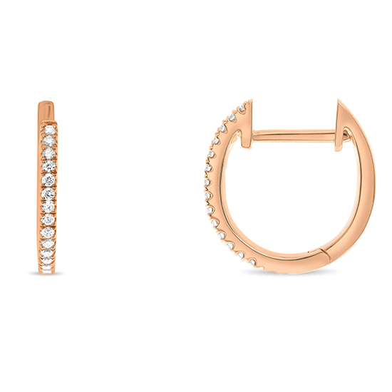 Dainty Diamond Huggie Hoop Earrings 14k Rose Gold Dainty Diamond Huggie Hoop Earrings 14k Rose Gold