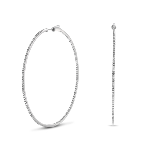 Razor-thin, Oversized Diamond Hoop Earrings 14k White Gold Razor-thin, Oversized Diamond Hoop Earrings 14k White Gold