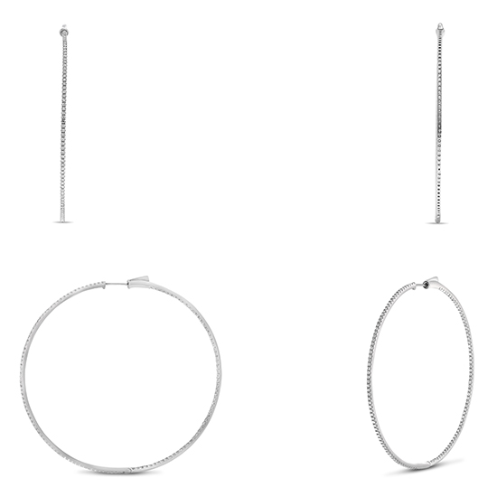 Razor-thin, Oversized Diamond Hoop Earrings 14k White Gold