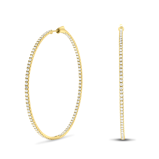 Razor-thin, Oversized Diamond Hoop Earrings 14k Yellow Gold Razor-thin, Oversized Diamond Hoop Earrings 14k Yellow Gold