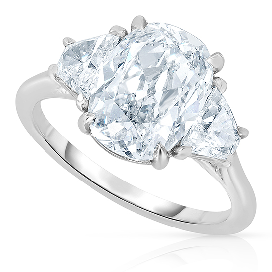 Three Stone Antique Miner Cut Diamond Engagement Ring | Marisa Perry by Douglas Elliott