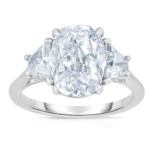 Marisa Perry Three Stone Antique Miner Cut Diamond Engagement Ring