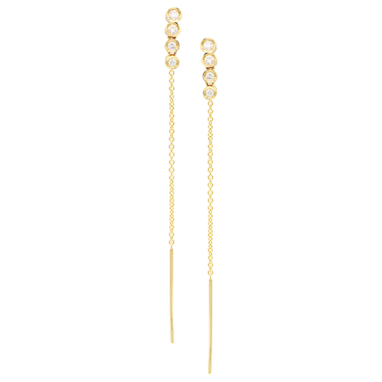 4 bezel set diamond chain drop earrings 4 bezel set diamond chain drop earrings