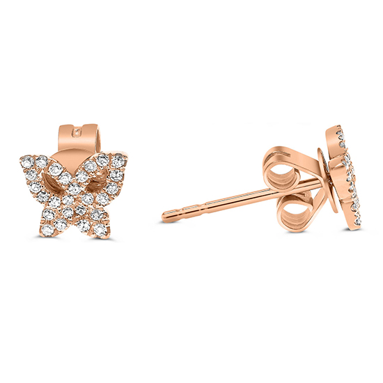 Diamond Butterfly Stud Earrings 14k Rose Gold Diamond Butterfly Stud Earrings 14k Rose Gold