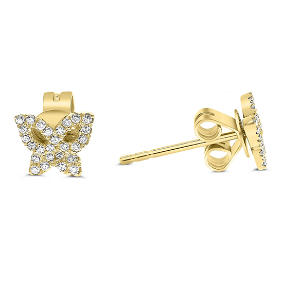Diamond Butterfly Stud Earrings 14k Yellow Gold Diamond Butterfly Stud Earrings 14k Yellow Gold