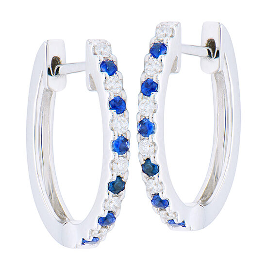 Diamond and Sapphire, Huggie Hoops