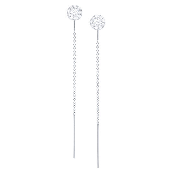 Diamond Cluster Chain Drop Earrings Diamond Cluster Chain Drop Earrings