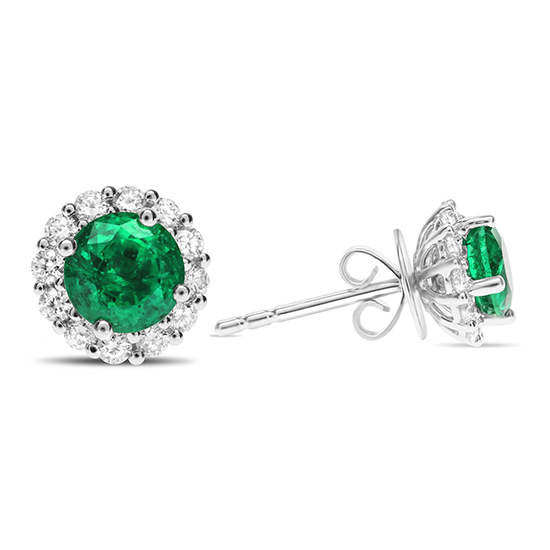 Regal Emerald and Diamond Stud Earrings Regal Emerald and Diamond Stud Earrings