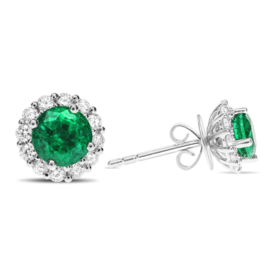 Regal Emerald and Diamond Stud Earrings