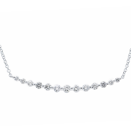 Graduated Diamond Necklace 14k White Gold