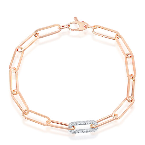 Paperclip Chain Bracelet with 1 Diamond Pavé Link