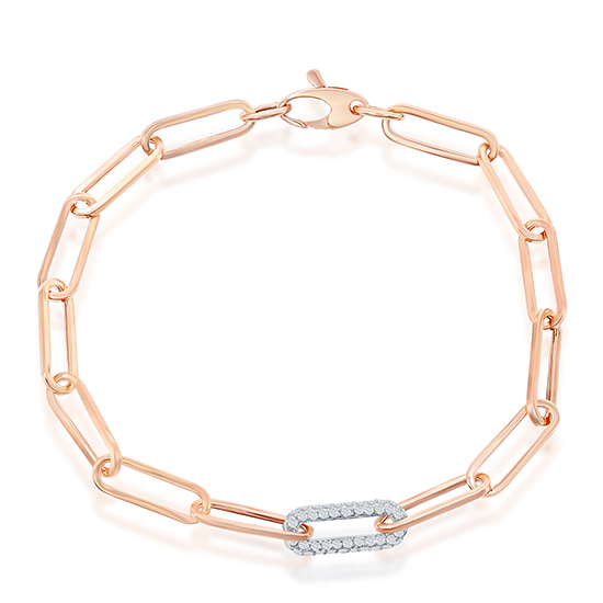 Paperclip Chain Bracelet with 1 Diamond Pavé Link