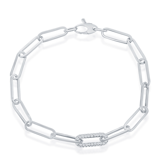 Paperclip Chain Bracelet with 1 Diamond Pavé Link