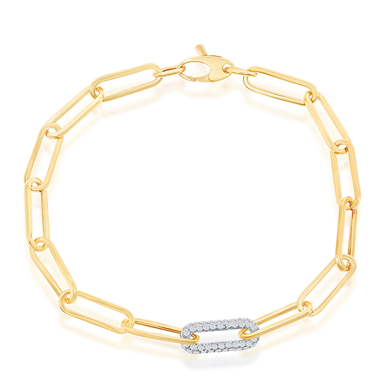 Paperclip Chain Bracelet with 1 Diamond Pavé Link