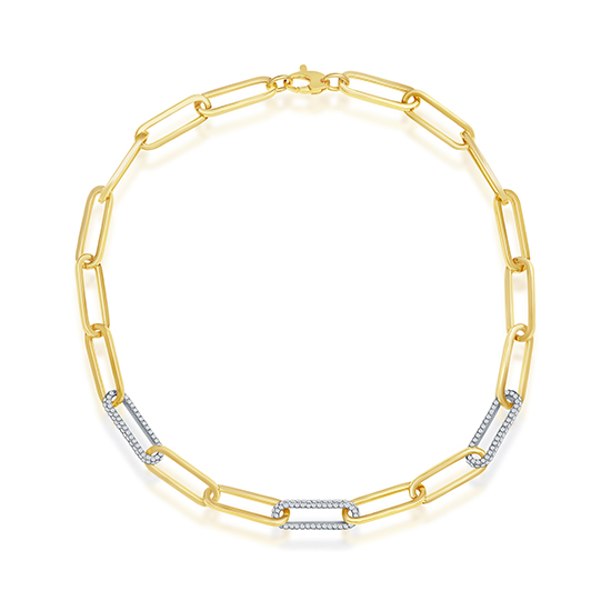 Chelsea Diamond Paperclip Chain Necklace (1/4 Ct. tw.) - 14K Yellow Gold