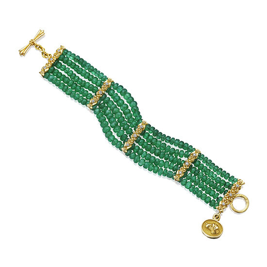 Beaded Emerald Bracelet with rich Gold detailing