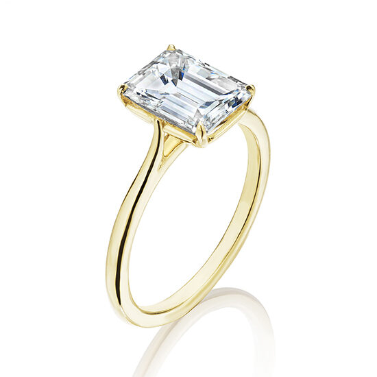 2.03 Carat Emerald Cut DE Solitaire with shoulders 18k Yellow Gold | Marisa Perry by Douglas Elliott