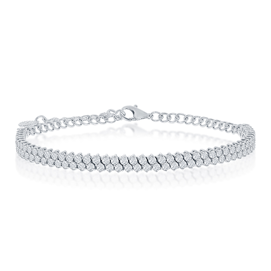 Marisa Perry 2.90 Carat Double Row Diamond Choker Tennis Bracelet