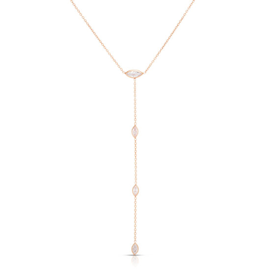Marquise Cut Diamond Drop Necklace 14k Rose Gold | Love and Light Collection