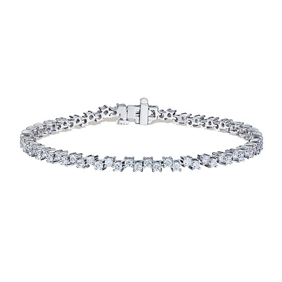 18K White Gold Diamond Zig-Zag Bracelet