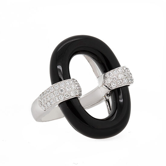 Black Onyx Ring with Diamonds