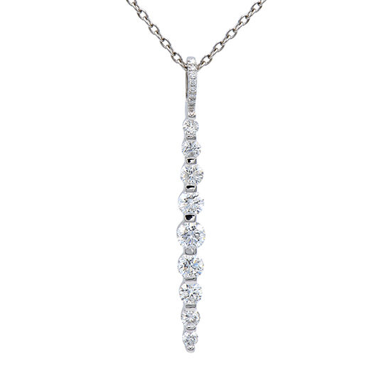 18K White Gold Diamond Drop Pendant