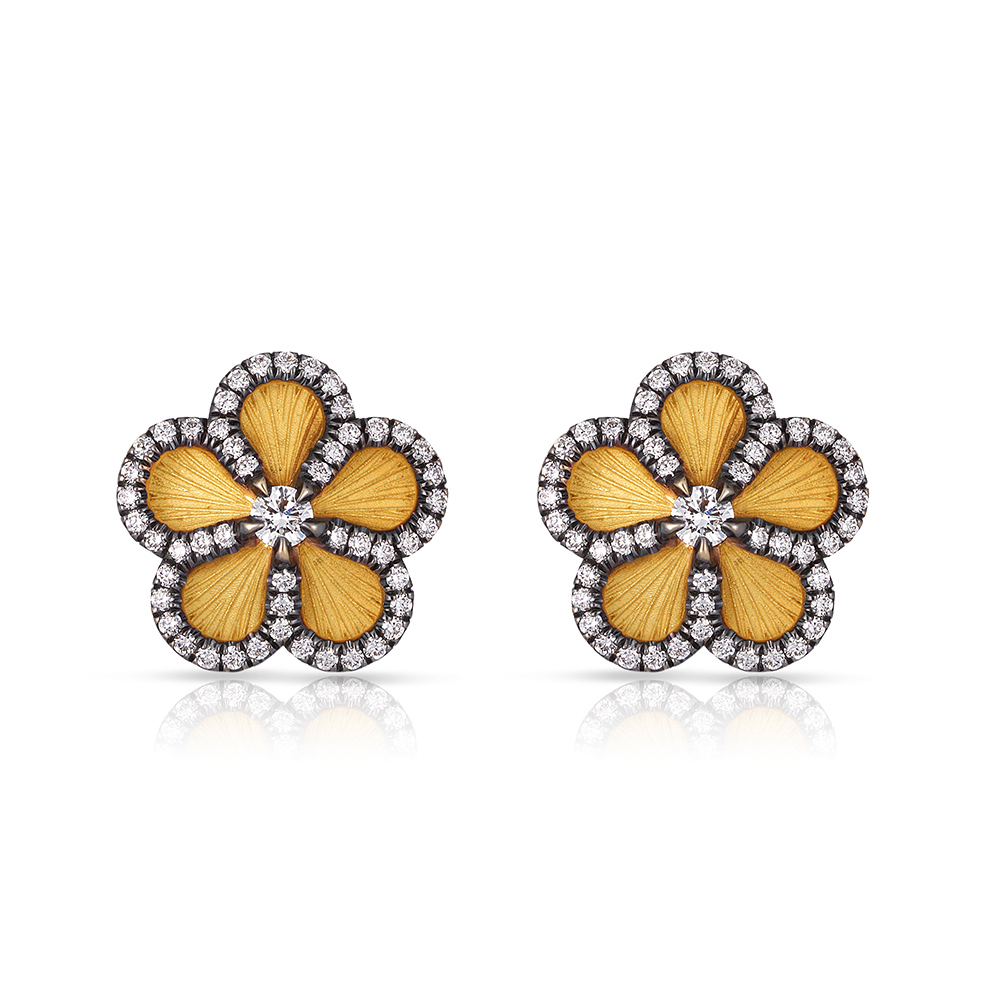 Five Petal Earring with Diamonds 18k Yellow Gold | Marisa Perry by Douglas Elliott