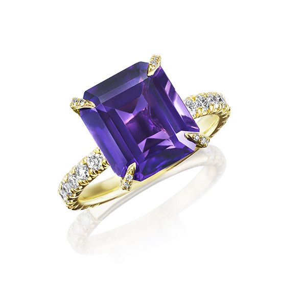 The Edalati Ring with an Emerald cut Amethyst 18K Yellow Gold | Marisa Perry by Douglas Elliott