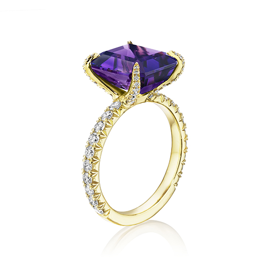 The Edalati Ring with an Emerald cut Amethyst 18K Yellow Gold | Marisa Perry by Douglas Elliott